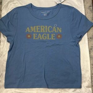 American eagle blue cropped shirt